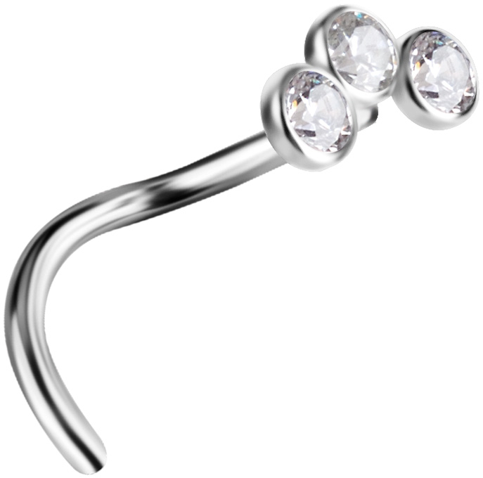 TT PREMIUM JEWEL NOSE STUDS, 0,8mm mod. 03 -WH