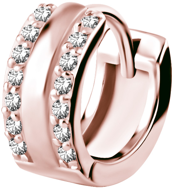 RG 316 HUGGIE HOOP PAVE SETTING 2 ROWS (PAIR) 0,8x10mm WH