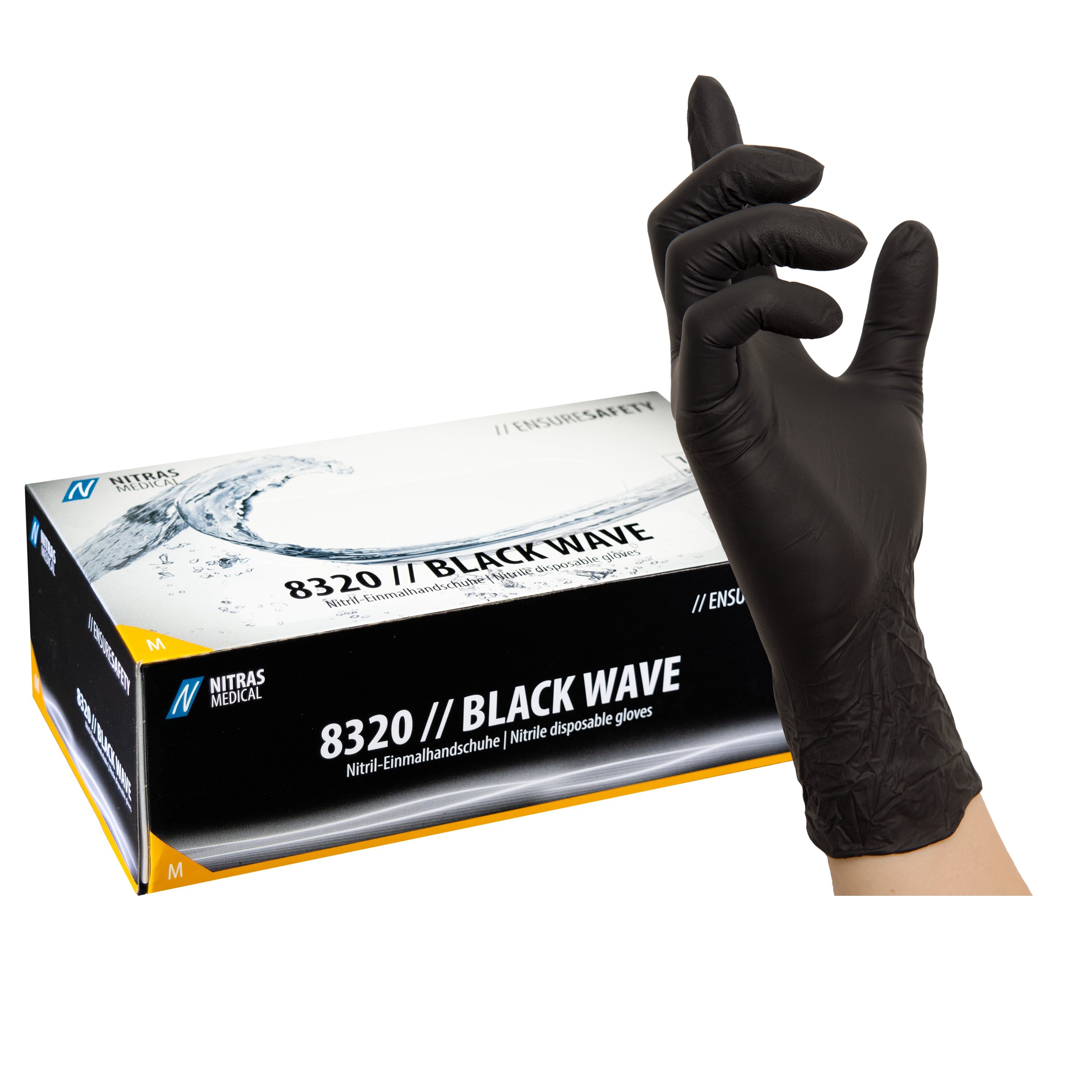 Gants nitrile Nitras Black Wave - 100 unités